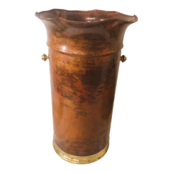 Vintage Italian Hammered Copper & Brass Umbrella Stand