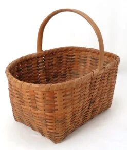 Vintage Maine Hand Woven Brown Ash Wood Splint Carry Basket -CHAIRISH Shop vintage maine hand woven brown ash wood splint carry basket 5487