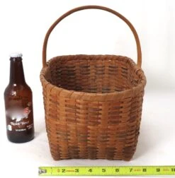 Vintage Maine Hand Woven Brown Ash Wood Splint Carry Basket -CHAIRISH Shop vintage maine hand woven brown ash wood splint carry basket 5927