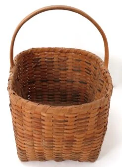 Vintage Maine Hand Woven Brown Ash Wood Splint Carry Basket -CHAIRISH Shop vintage maine hand woven brown ash wood splint carry basket 7555