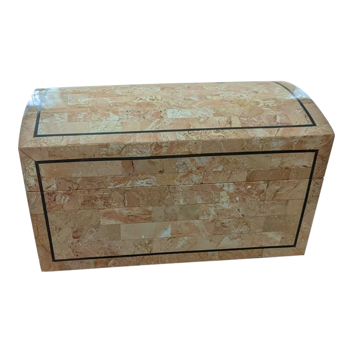 Vintage Maitland-Smith Tessellated Stone Box 3 Vintage Maitland-Smith Tessellated Stone Box