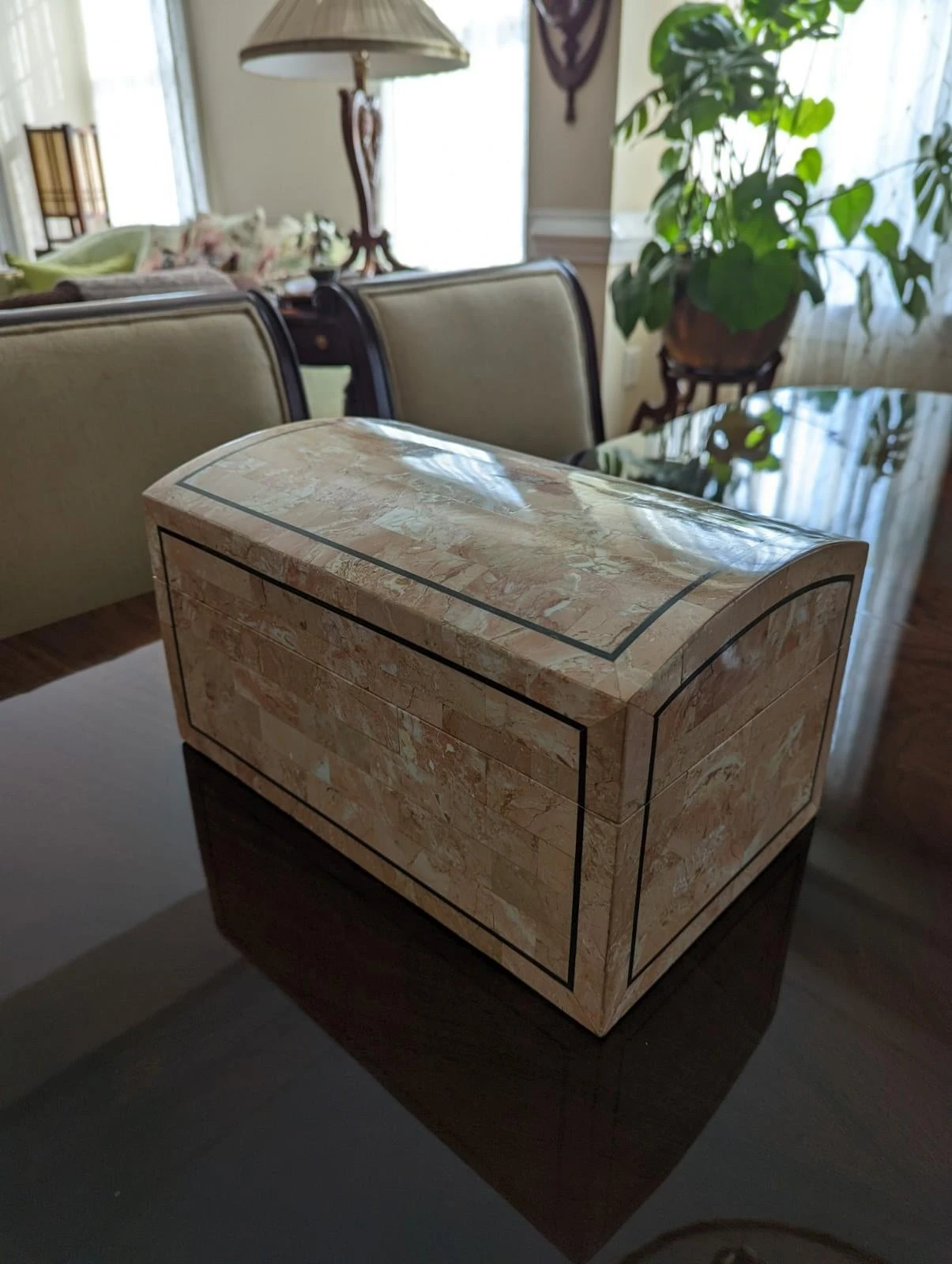 Vintage Maitland-Smith Tessellated Stone Box 4 Vintage Maitland-Smith Tessellated Stone Box - Image 2