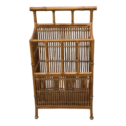 Vintage Metal And Natural Bamboo Umbrella Stand