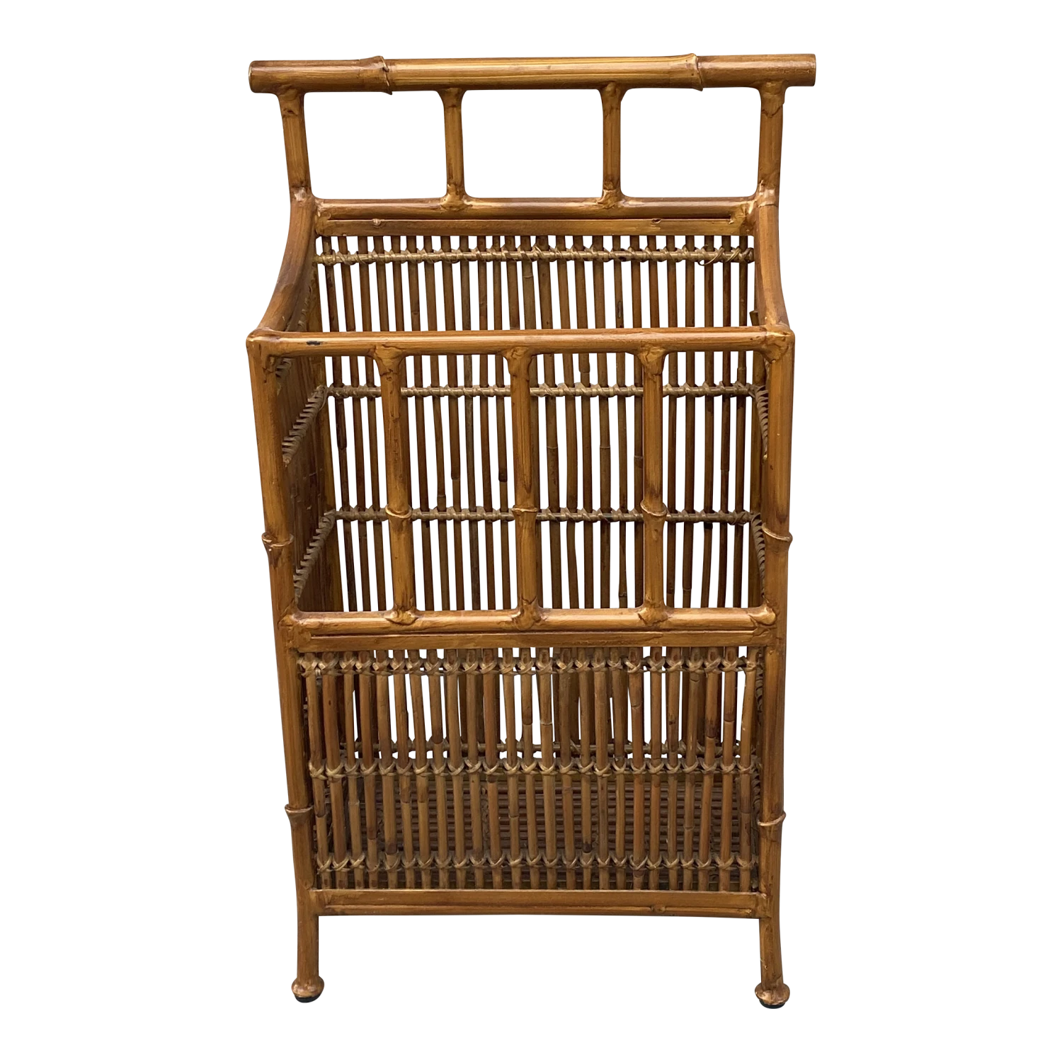 Vintage Metal And Natural Bamboo Umbrella Stand 3 Vintage Metal And Natural Bamboo Umbrella Stand