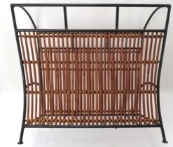 Vintage Mid Century Wrought Iron Woven Bamboo & Wicker Magazine Rack -CHAIRISH Shop vintage mid century wrought iron woven bamboo and wicker magazine rack 4828