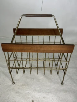 Vintage Modern Metal & Walnut Magazine Holder -CHAIRISH Shop vintage modern metal and walnut magazine holder 8624