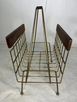 Vintage Modern Metal & Walnut Magazine Holder -CHAIRISH Shop vintage modern metal and walnut magazine holder 9713