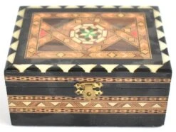 Vintage Moorish Wood Marquetry Trinket Box -CHAIRISH Shop vintage moorish wood marquetry trinket box 0406