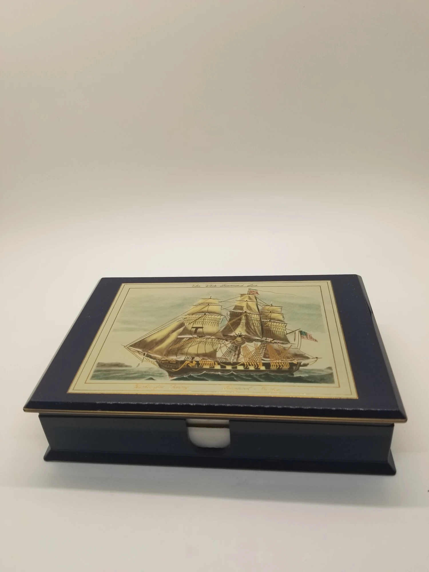 Vintage Otagiri The White Diamond Line Navy Schooner Laquered Desk Note Box 8 Vintage Otagiri The White Diamond Line Navy Schooner Laquered Desk Note Box - Image 6