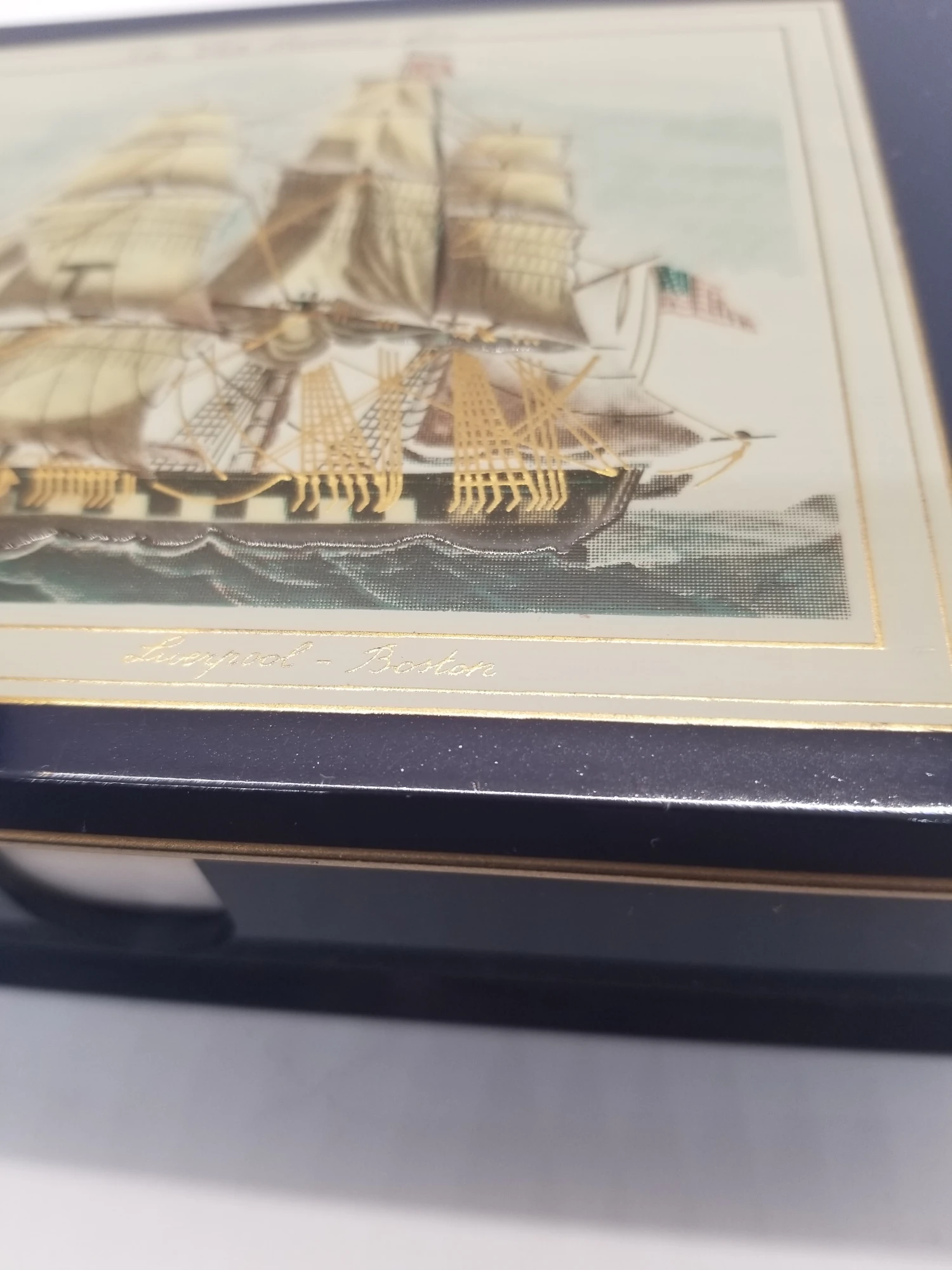 Vintage Otagiri The White Diamond Line Navy Schooner Laquered Desk Note Box 6 Vintage Otagiri The White Diamond Line Navy Schooner Laquered Desk Note Box - Image 4