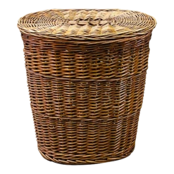 Vintage Oval Wicker Storage Basket With Cover