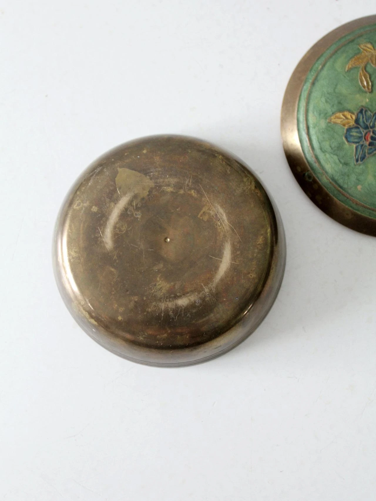 Vintage Painted Enamel Brass Box 11 Vintage Painted Enamel Brass Box - Image 9