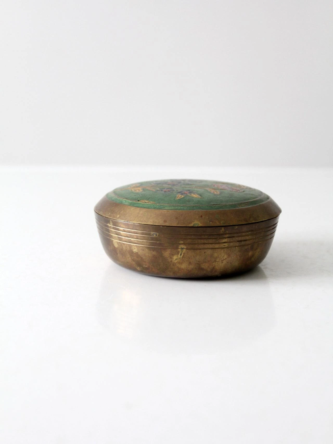 Vintage Painted Enamel Brass Box 10 Vintage Painted Enamel Brass Box - Image 8