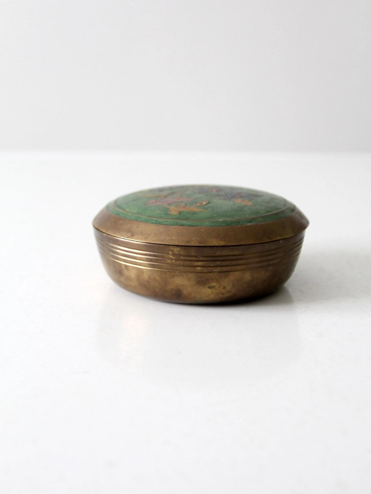 Vintage Painted Enamel Brass Box 5 Vintage Painted Enamel Brass Box - Image 3