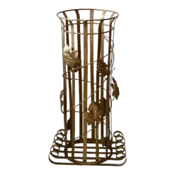 Vintage Painted Mid Century Patio Umbrella Stand Vines Grape Leaves Detail