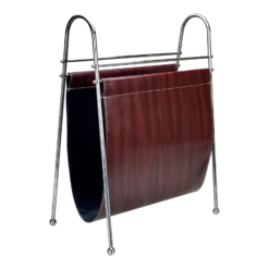 Vintage Post-Modern Chrome Magazine Vinyl Record Sling Holder