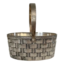Vintage Raimond Silverplate Petite Woven Basket With Hinged Handle