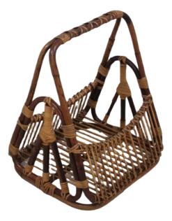 Vintage Rattan Magazine Rack From Castano, 1950s