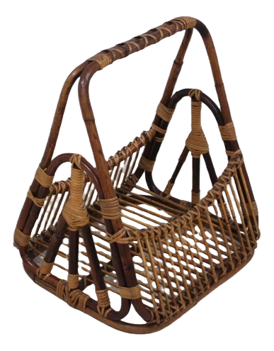 Vintage Rattan Magazine Rack From Castano, 1950s 3 Vintage Rattan Magazine Rack From Castano, 1950s