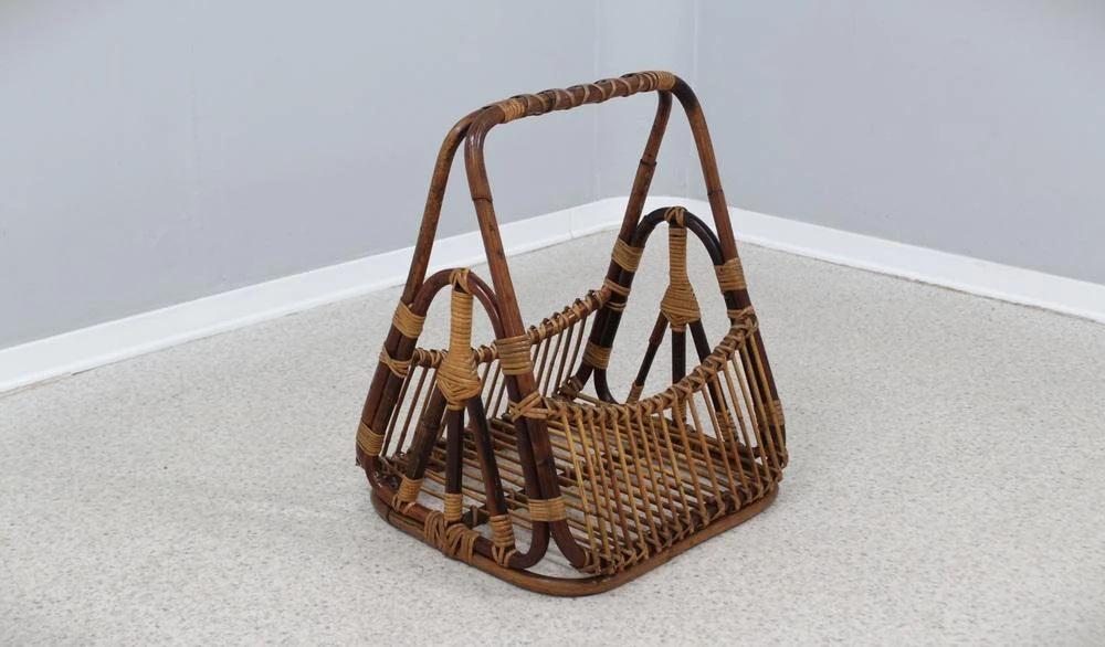 Vintage Rattan Magazine Rack From Castano, 1950s 8 Vintage Rattan Magazine Rack From Castano, 1950s - Image 6