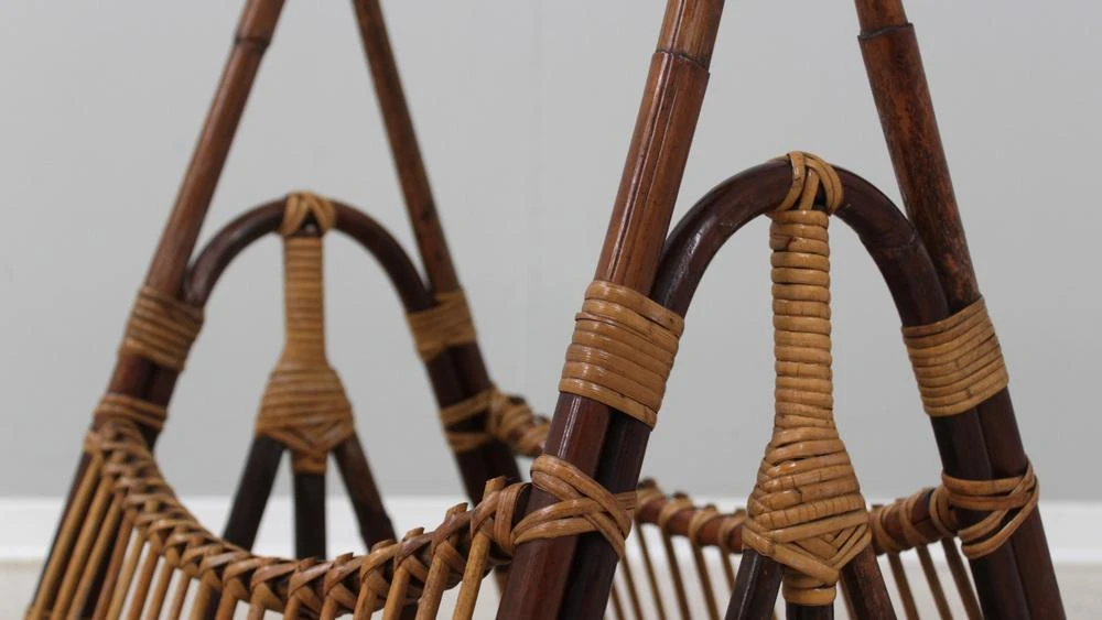 Vintage Rattan Magazine Rack From Castano, 1950s 4 Vintage Rattan Magazine Rack From Castano, 1950s - Image 2