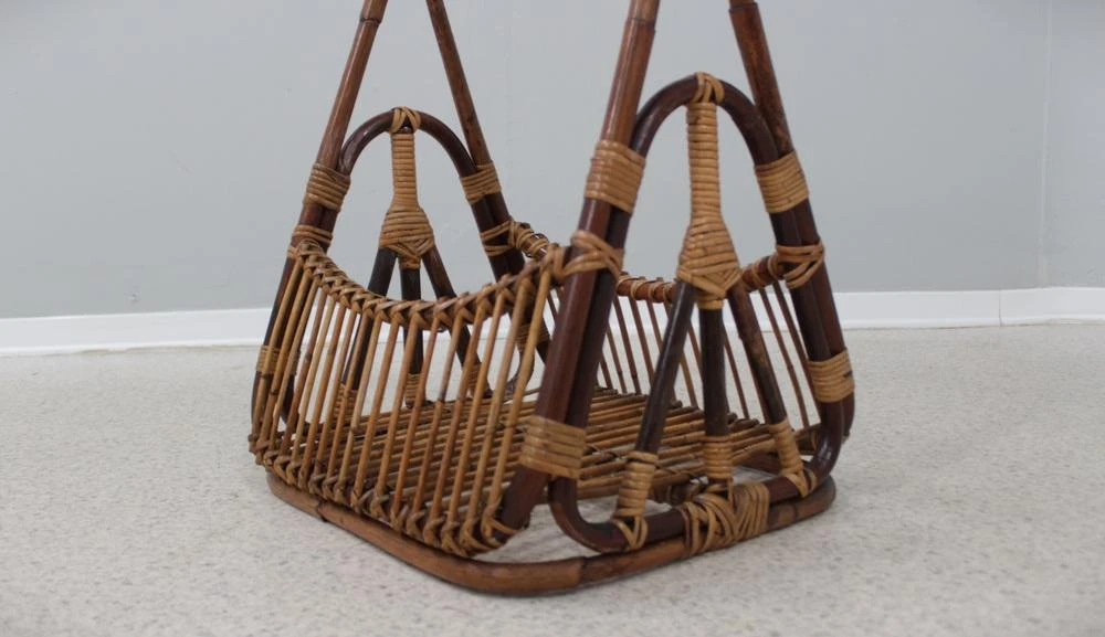 Vintage Rattan Magazine Rack From Castano, 1950s 7 Vintage Rattan Magazine Rack From Castano, 1950s - Image 5