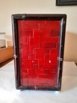 Vintage Red Lacquer Wood Bamboo Handled Magazine Holder -CHAIRISH Shop vintage red lacquer wood bamboo handled magazine holder 1960