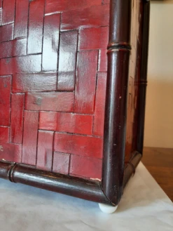 Vintage Red Lacquer Wood Bamboo Handled Magazine Holder -CHAIRISH Shop vintage red lacquer wood bamboo handled magazine holder 4348