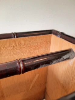 Vintage Red Lacquer Wood Bamboo Handled Magazine Holder -CHAIRISH Shop vintage red lacquer wood bamboo handled magazine holder 4886