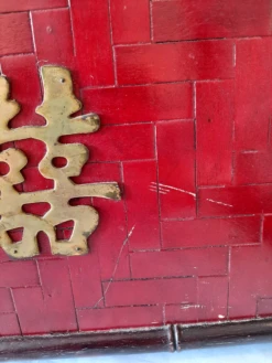 Vintage Red Lacquer Wood Bamboo Handled Magazine Holder -CHAIRISH Shop vintage red lacquer wood bamboo handled magazine holder 4934