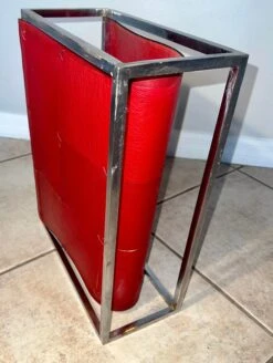 Vintage Red Leather And Chrome Magazine Caddy Rack By Global Views -CHAIRISH Shop vintage red leather and chrome magazine caddy rack by global views 0383