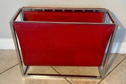 Vintage Red Leather And Chrome Magazine Caddy Rack By Global Views -CHAIRISH Shop vintage red leather and chrome magazine caddy rack by global views 3585