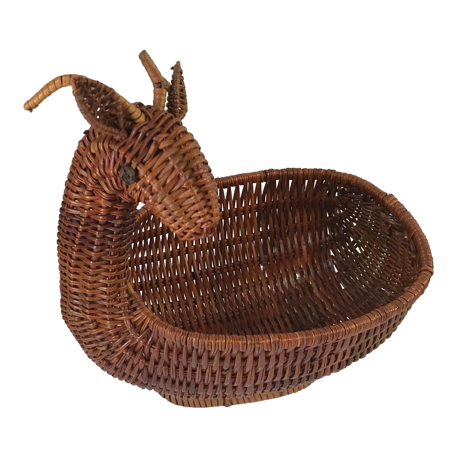 Vintage Reindeer Shaped Wicker Basket 3 Vintage Reindeer Shaped Wicker Basket