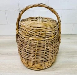 Vintage Round Covered Wicker Basket With Handles -CHAIRISH Shop vintage round covered wicker basket with handles 4823