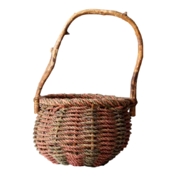 Vintage Rustic Woven Handle Basket
