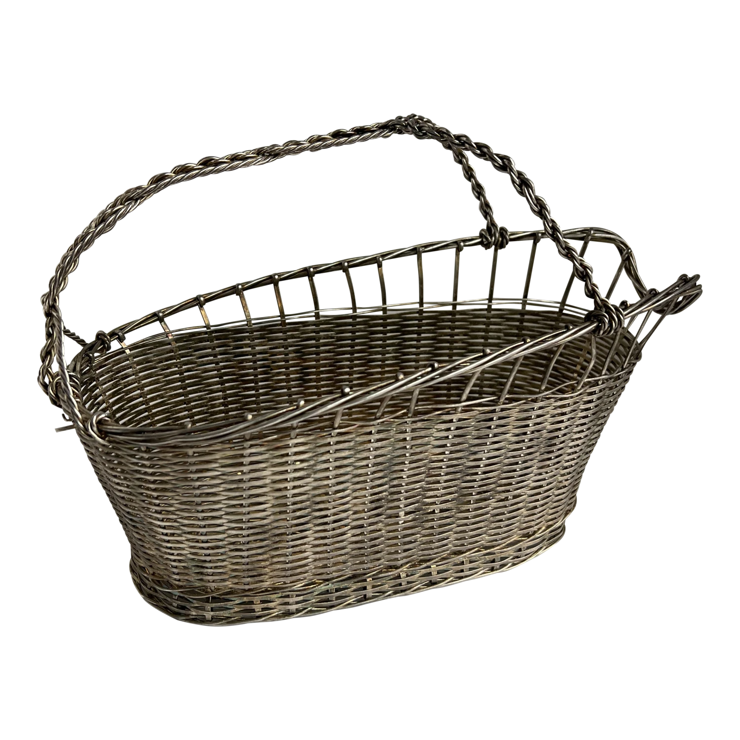 Vintage Silver-Plate Wine Bottle Basket Holder 3 Vintage Silver-Plate Wine Bottle Basket Holder