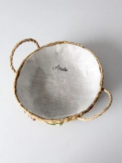 Vintage Straw Basket With Raffia Flowers -CHAIRISH Shop vintage straw basket with raffia flowers 1855