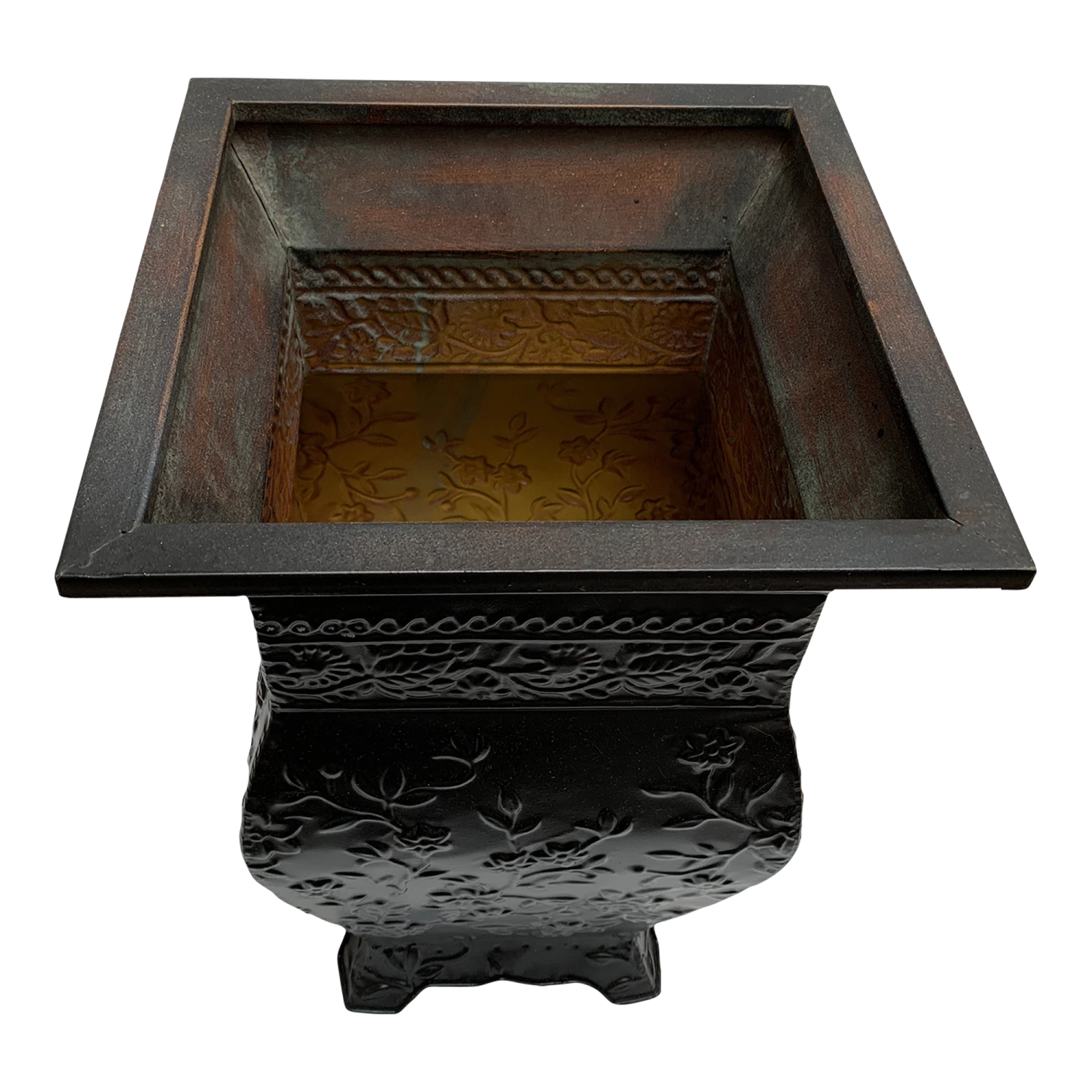 Vintage Textured Metal Umbrella Holder Or Plant Vessel 3 Vintage Textured Metal Umbrella Holder Or Plant Vessel