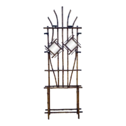 Vintage Tiger Bamboo Coat Rack Hall Tree With Mirrors