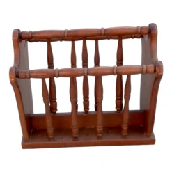 Vintage Turned Wood Colonial Style Espresso Stained Magazine Rack With Center Handle -CHAIRISH Shop vintage turned wood colonial style espresso stained magazine rack with center handle 1821
