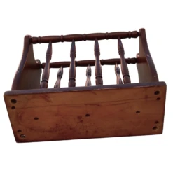 Vintage Turned Wood Colonial Style Espresso Stained Magazine Rack With Center Handle -CHAIRISH Shop vintage turned wood colonial style espresso stained magazine rack with center handle 7637