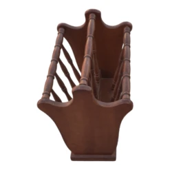 Vintage Turned Wood Colonial Style Espresso Stained Magazine Rack With Center Handle -CHAIRISH Shop vintage turned wood colonial style espresso stained magazine rack with center handle 9621
