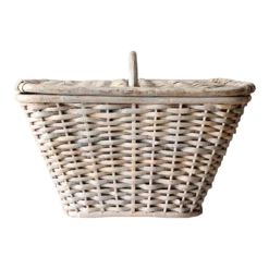 Vintage White Wicker Basket