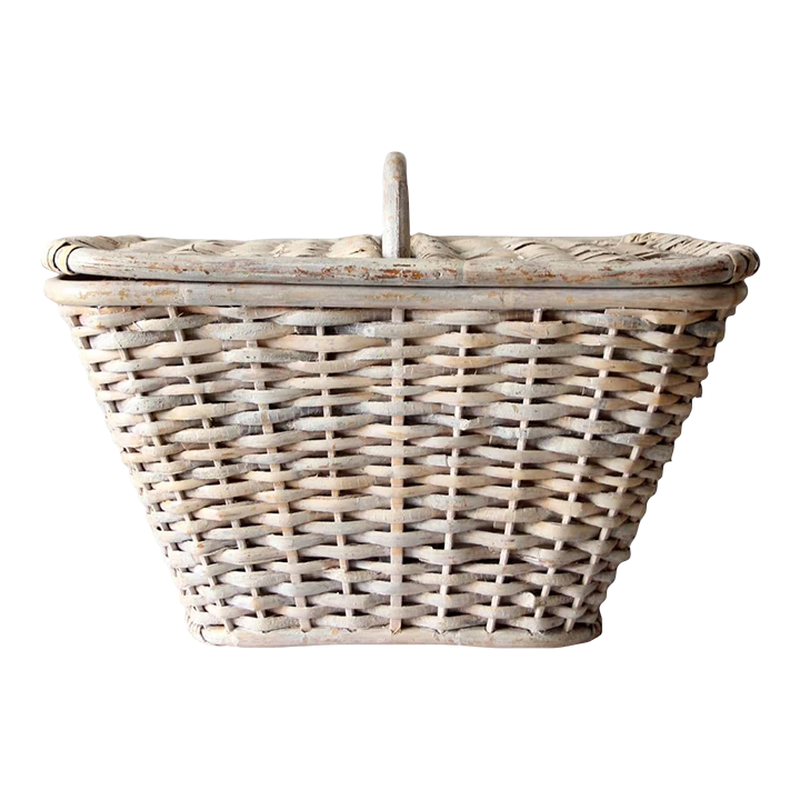 Vintage White Wicker Basket 3 Vintage White Wicker Basket