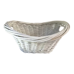 Vintage White Wicker Handled Basket