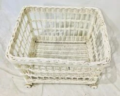 Vintage White Woven Wicker Storage Basket Cart -CHAIRISH Shop vintage white woven wicker storage basket cart 3117
