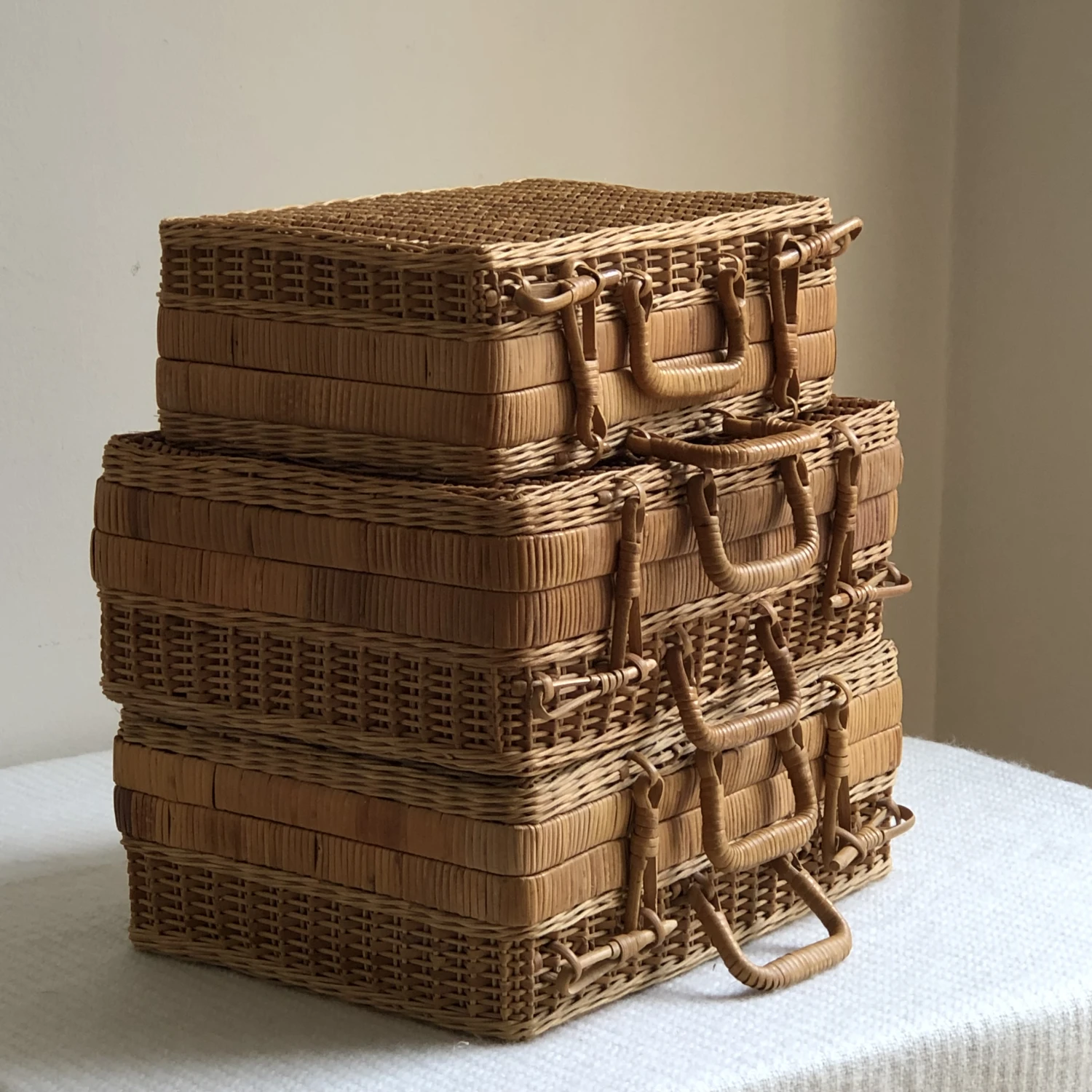 Vintage Wicker Basket Cases — Set Of 3 8 Vintage Wicker Basket Cases — Set Of 3 - Image 6