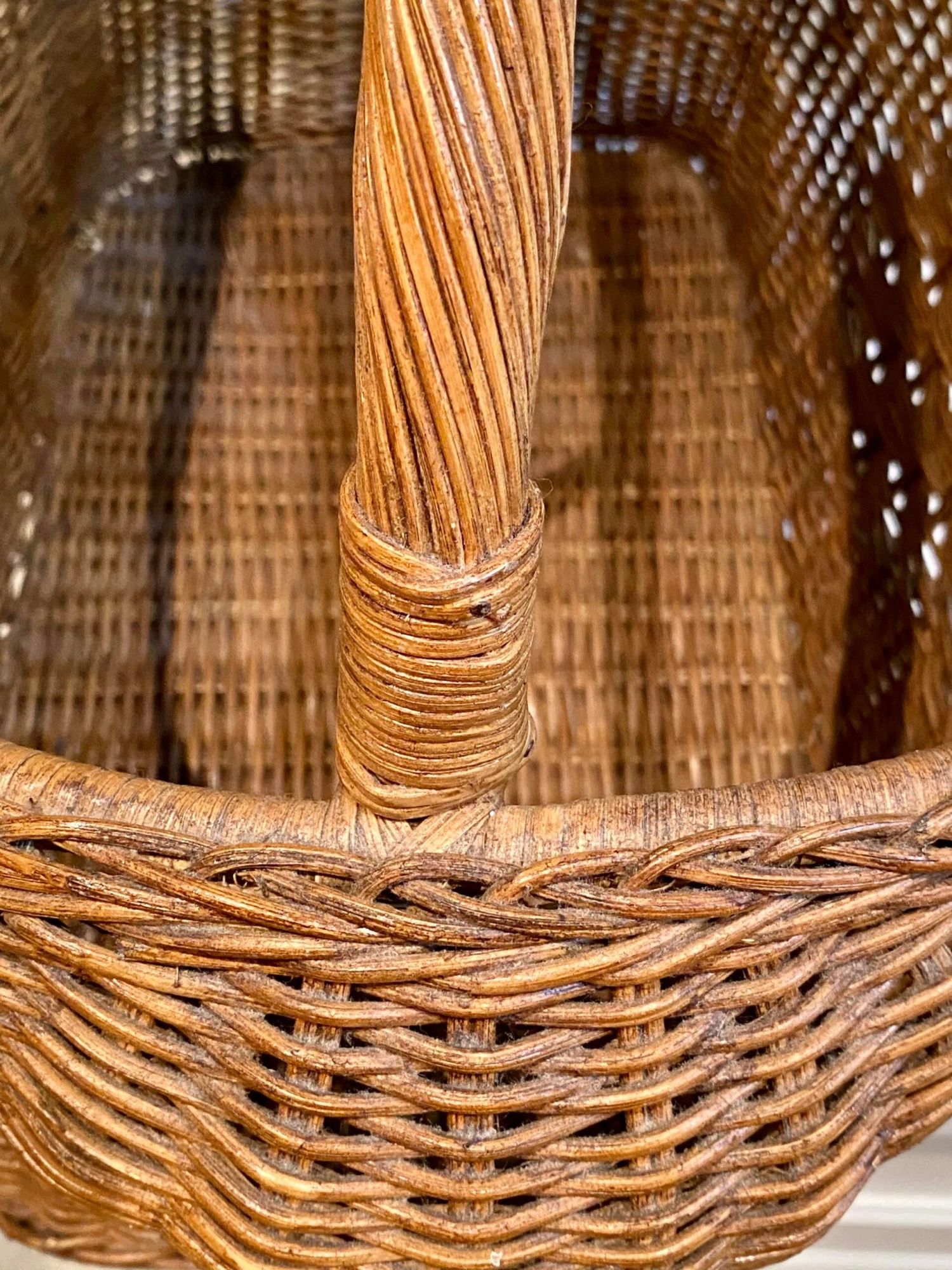 Vintage Wicker Magazine Basket With Woven Detail 4 Vintage Wicker Magazine Basket With Woven Detail - Image 2