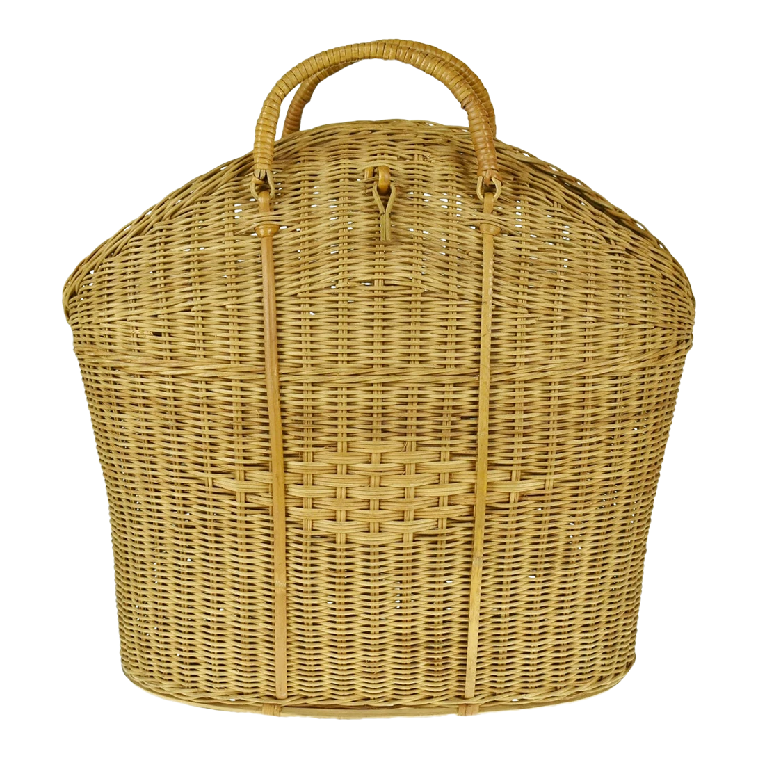 Vintage Wicker Tote Basket 3 Vintage Wicker Tote Basket