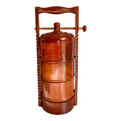 Vintage Wood Asian Stacking Bowls, Tiffin Box